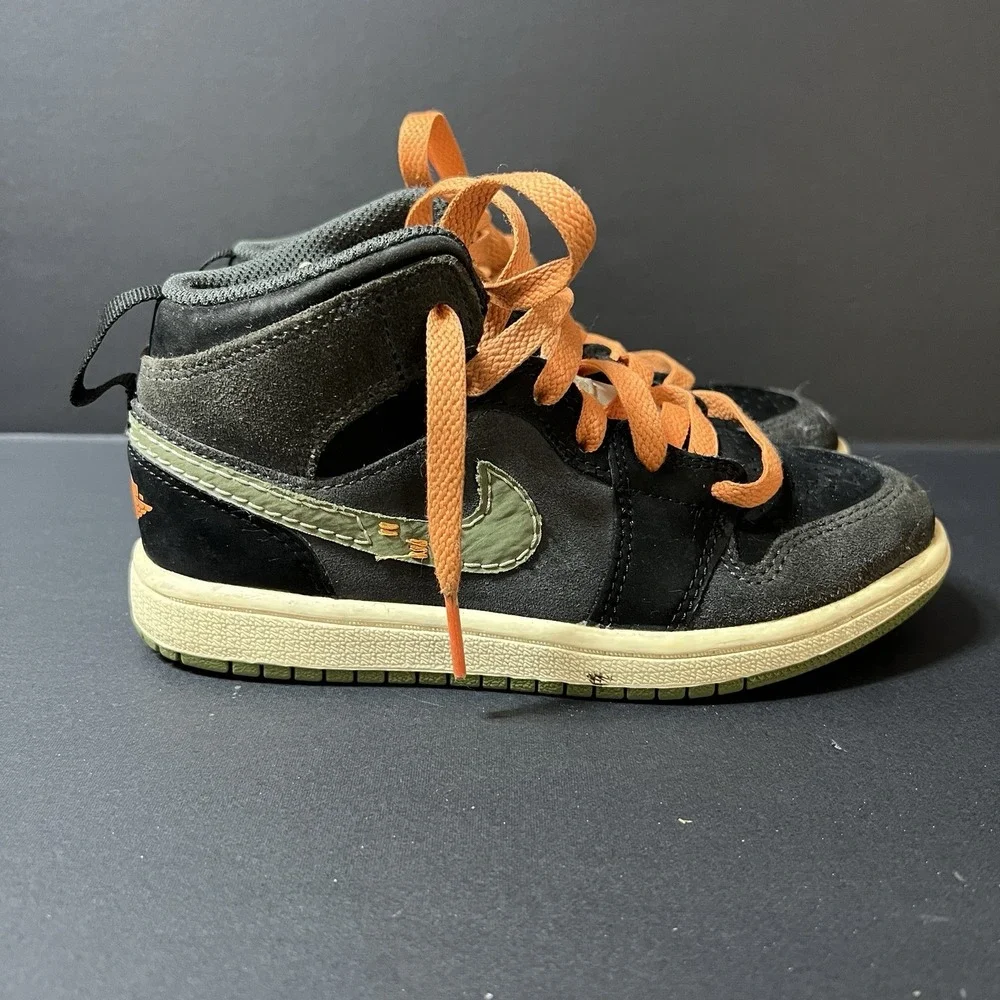 Nike Air Jordan 1 Mid SE Craft Little Kid 13C Anthracite Black Orange FD9094-003